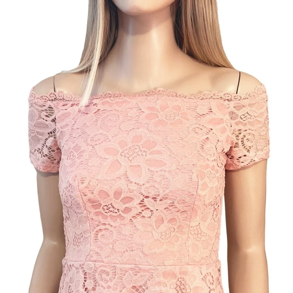 Dressystar Lace Cocktail Dress Hi-Lo Off Shoulder Bridesmaid Swing Formal Party - Picture 4 of 9
